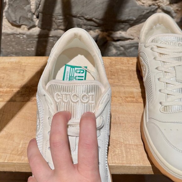 Gucci Ivory Leather MAC80 GG Embroidered Sneakers - Picture 5 of 13